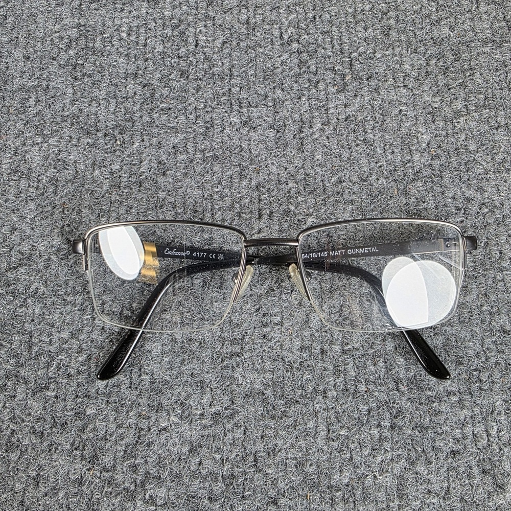 Enhance 4177 Men's Metal Eyeglasses Frame, Matte‎ Gunmetal. 54-18-145